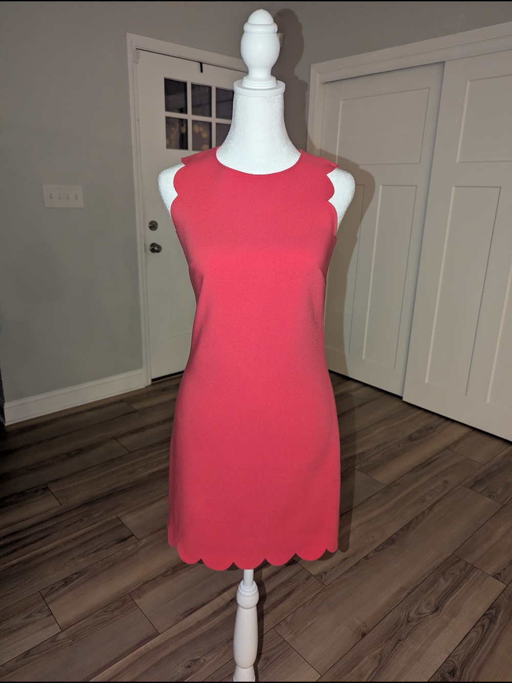 J. Crew Coral Pink Scallop-Edge Sleeveless Shift Dress